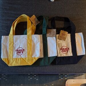 Trader Joe's Mini Tote Bag Set - Yellow, Green, Black